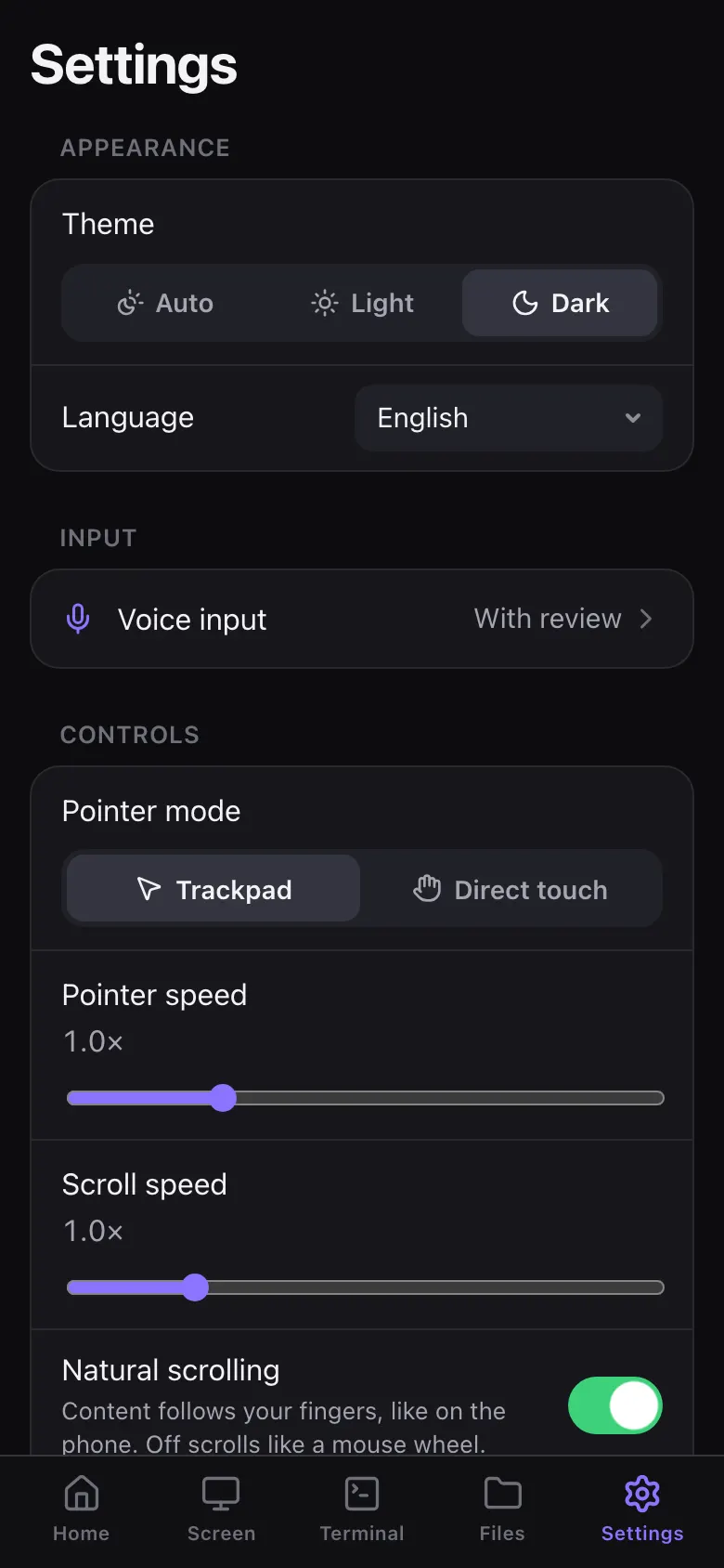 Remote for iPhone: trackpad and direct touch controls