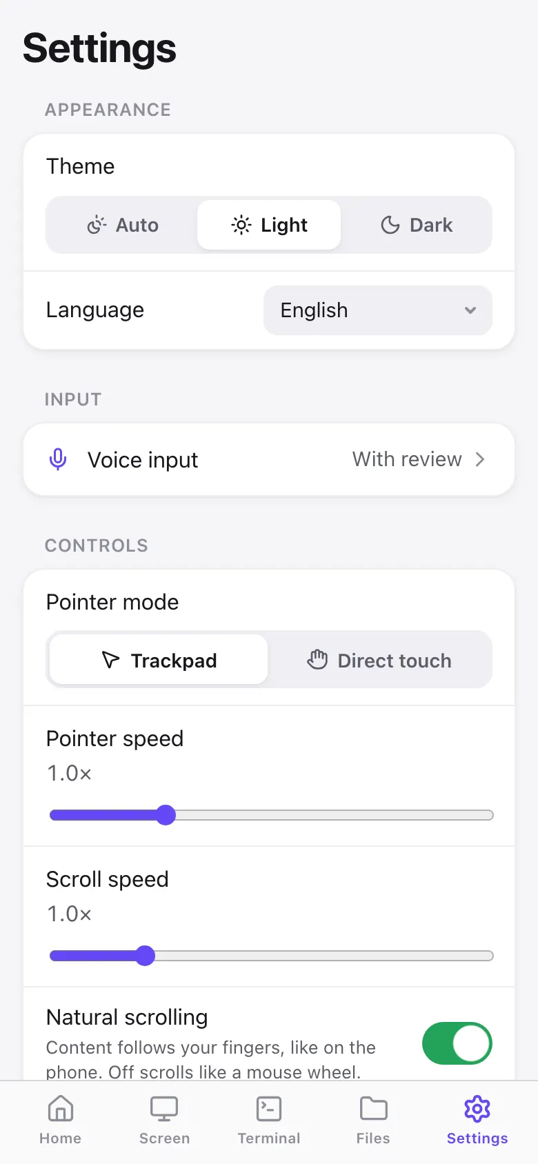 Remote for iPhone: trackpad and direct touch controls